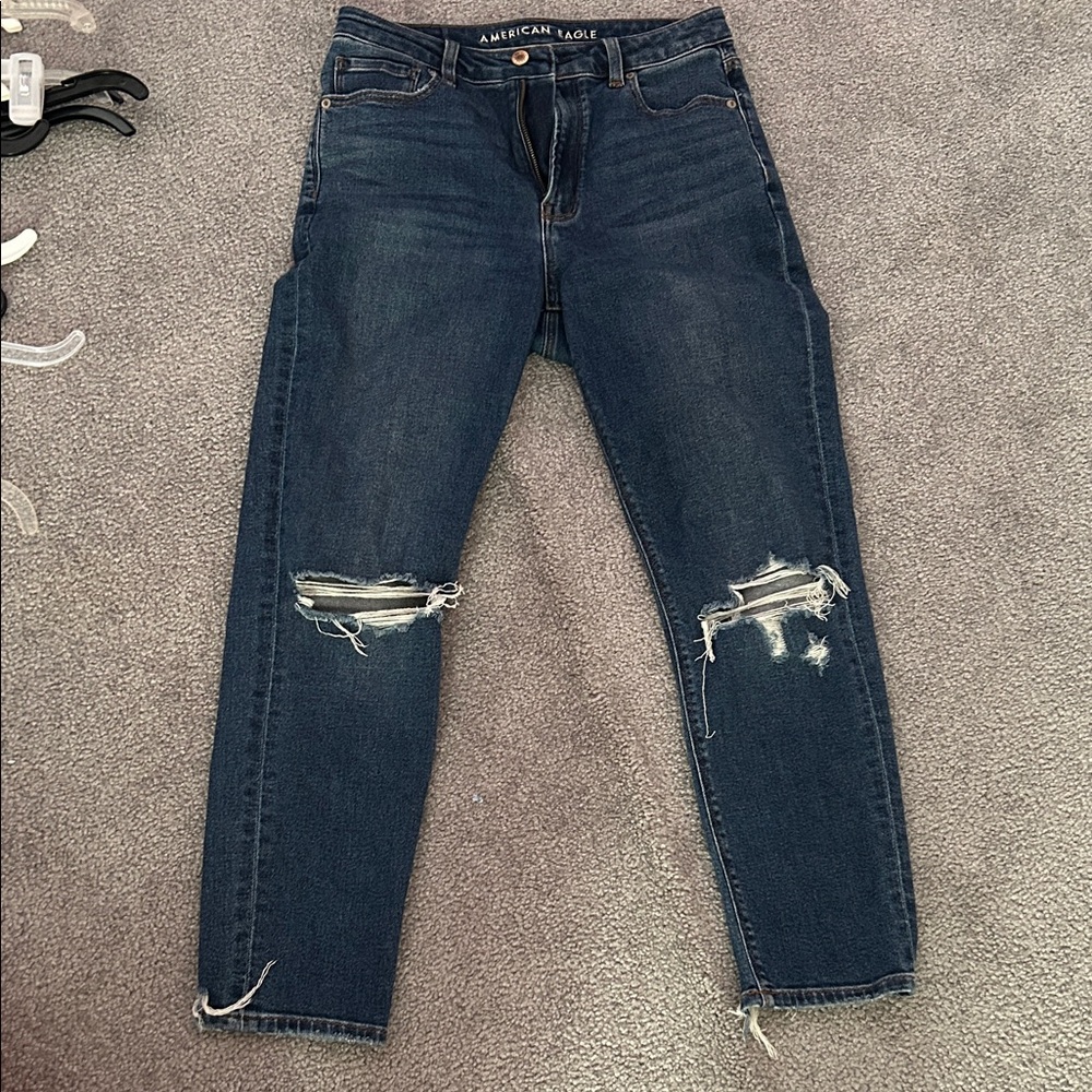 American Eagle Outfitters Dark Blue Distressed Jeans